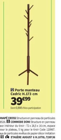 Porte manteau Cedric H.173 cm