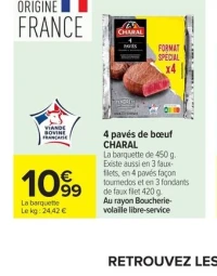 4 pavés de bœuf CHARAL