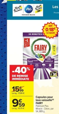 Capsules pour lave-vaisselle Fairy Platinium Plus Miracle