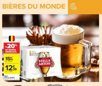 Bière STELLA ARTOIS Blonde, 5,2% vol., 20 x 25 cl.