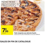 Tarte vergeoise aux abricots 6 parts
