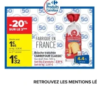 Brioche tranchée Carrefour Classic