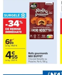 Rolls gourmands MIX BUFFET Chocolat Noisette ou Pistache