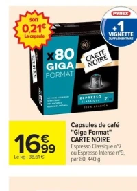 Capsules de café "Giga Format" CARTE NOIRE