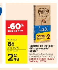 Tablettes de chocolat "Offre gourmande" NESTLÉ
