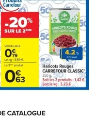 Haricots Rouges CARREFOUR CLASSIC' 250 g.