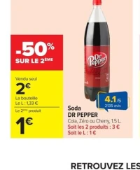 Soda DR PEPPER Cola, Zéro ou Cherry, 1,5 L.