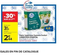 Papier hygiénique Supreme Confort CARREFOUR ESSENTIAL