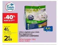 Litière végétale pour chats Non Agglomerant CARREFOUR COMPANINO