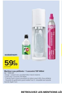 Machine à eau pétillante + 1 concentré 7UP 440ml Sodastream