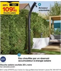 Douche solaire courbée 20 L noire