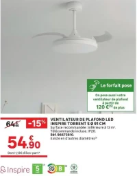 VENTILATEUR DE PLAFOND LED INSPIRE TORRENT S Ø 91 CM