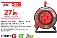ENROULEUR AVEC TERRE LEXMAN H05VV-F 3G1.5 MM², L. 25 M