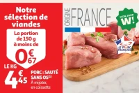 Porc : sauté sans os