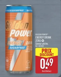 Golden Power Energy Drink Zéro Saveur pêche