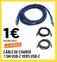 CÂBLE DE CHARGE 1.5M USB-C VERS USB-C