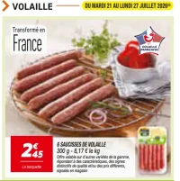 6 saucisses de volaille