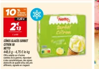 CÔNES GLACÉS SORBET CITRON X6 NETTO