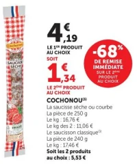 La saucisse sèche ou courbe Cochonou