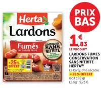 Lardons fumés conservation sans nitrite Herta