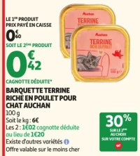 BARQUETTE TERRINE RICHE EN POULET POUR CHAT AUCHAN