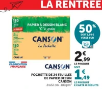 Pochette de 24 feuilles de papier dessin Canson