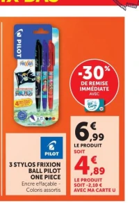 3 Stylos Frixion Ball Pilot One Piece