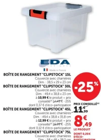 EDA BOÎTE DE RANGEMENT "CLIPSTOCK" 45L