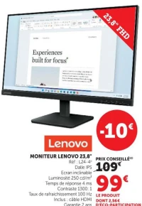 MONITEUR LENOVO 23,8"