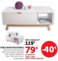 TABLE BASSE RELEVABLE