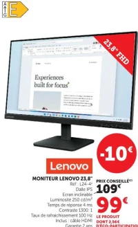 Moniteur Lenovo 23.8"