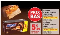 BARRES CREME GLACEE SNICKERS / MARS