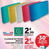 Classeur de fiches Bristol Exacompta Silver