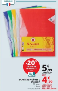 5 Cahiers Piqûres U 24x32cm