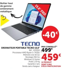 Ordinateur Portable Tecno 15,6"