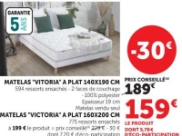 MATELAS "VITORIA" A PLAT 140X190 CM