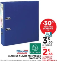 Classeur à Levier Prem'Touch Exacompta