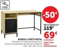 BUREAU 1 PORTE METAL