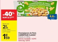Champignons de Paris Émincés CARREFOUR CLASSIC'
