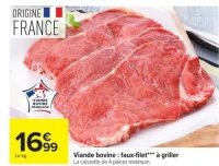 Viande bovine : faux-filet*** à griller