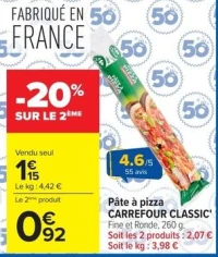 Pâte à pizza Carrefour Classic'
