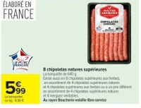 8 chipolatas natures supérieures MAITRE JACQUES