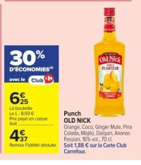 Punch OLD NICK Orange, Coco, Ginger Mule, Pina Colada, Mojito, Daiquiri, Ananas Passion, 16% vol.