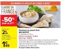 Houmous au yaourt Grec MIX BUFFET
