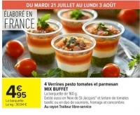 4 Verrines pesto tomates et parmesan MIX BUFFET