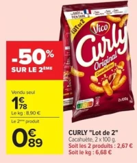 CURLY "Lot de 2" Cacahuète