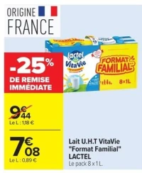 Lait U.H.T VitaVie "Format Familial" Lactel