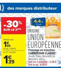 Fromage en tranches Carrefour Classic'