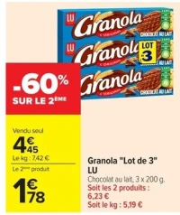 Granola "Lot de 3" LU Chocolat au lait