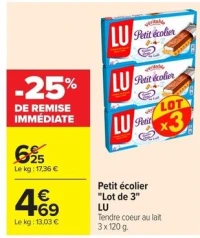 Petit écolier "Lot de 3" LU Tendre coeur au lait